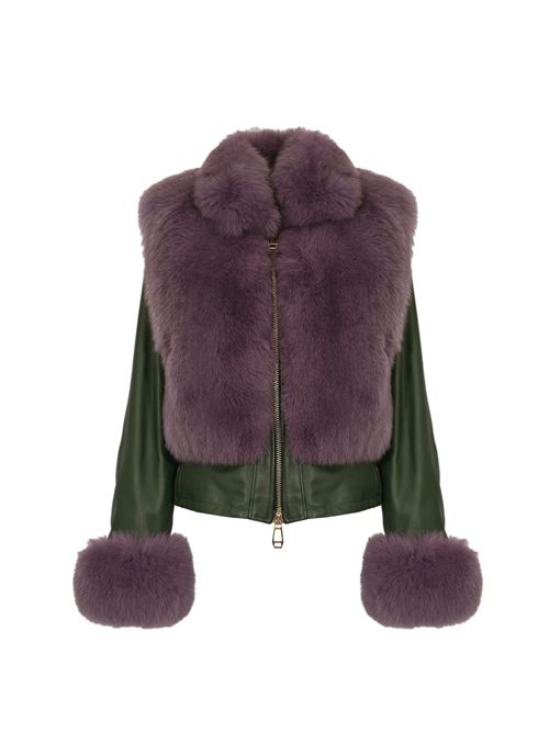 Giubbotto NP1994 in pelle e pelliccia di volpe YES LONDON | NP1994VERDE